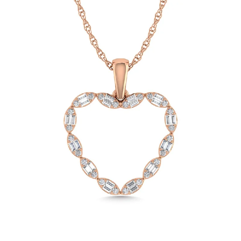 Women’s floral necklace-Diamond 1/3 Ct.Tw. Heart Pendant in 10K Rose Gold