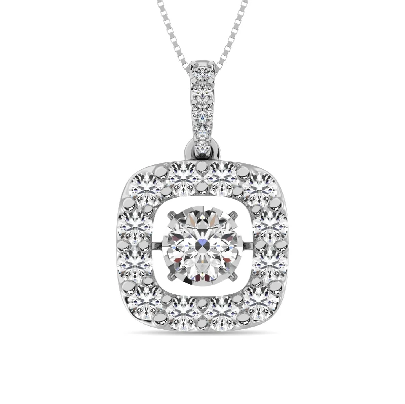 Women’s gold chain necklace-Diamond 2 Ct.Tw. Shimmering Pendant in 14K White Silver