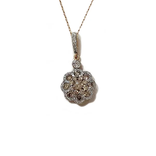 Women’s vintage pendant necklace-14k Rose Gold Brown Diamond Pendant