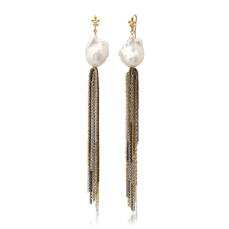 Women’s pearl stud earrings-Tassel Earrings