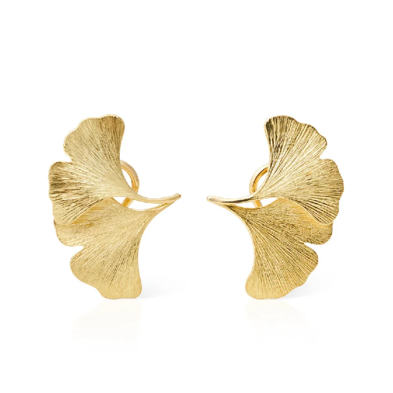 Women’s star earrings-Double Ginkgo Earrings