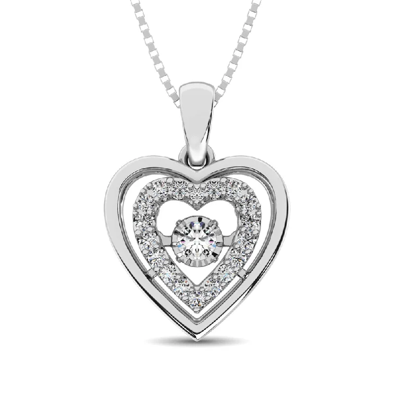 Women’s modern necklace-Sterling Silver 1/8 Ct.Tw. Moving Diamond Heart Pendant