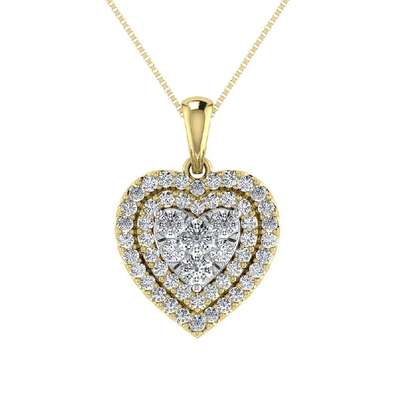 Women’s sapphire pendant necklace-Diamond 3/4 Ct.Tw. Heart Pendant in 10K Yellow Gold