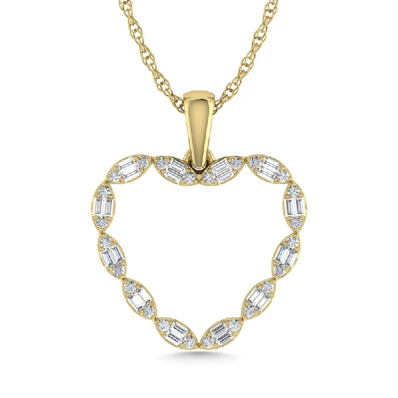 Women’s silver chain necklace-Diamond 1/3 Ct.Tw. Heart Pendant in 10K Yellow Gold