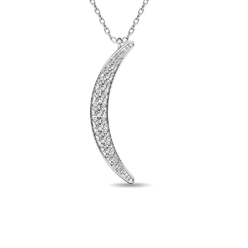 Women’s geometric necklace-Diamond 1/6 ct tw Cresent Pendant in 10K White Gold