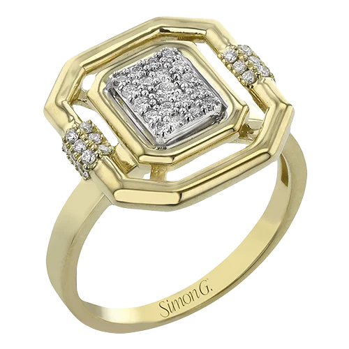 Women’s radiant diamond engagement ring-Right Hand Ring In 18k Gold With Diamonds LR3223