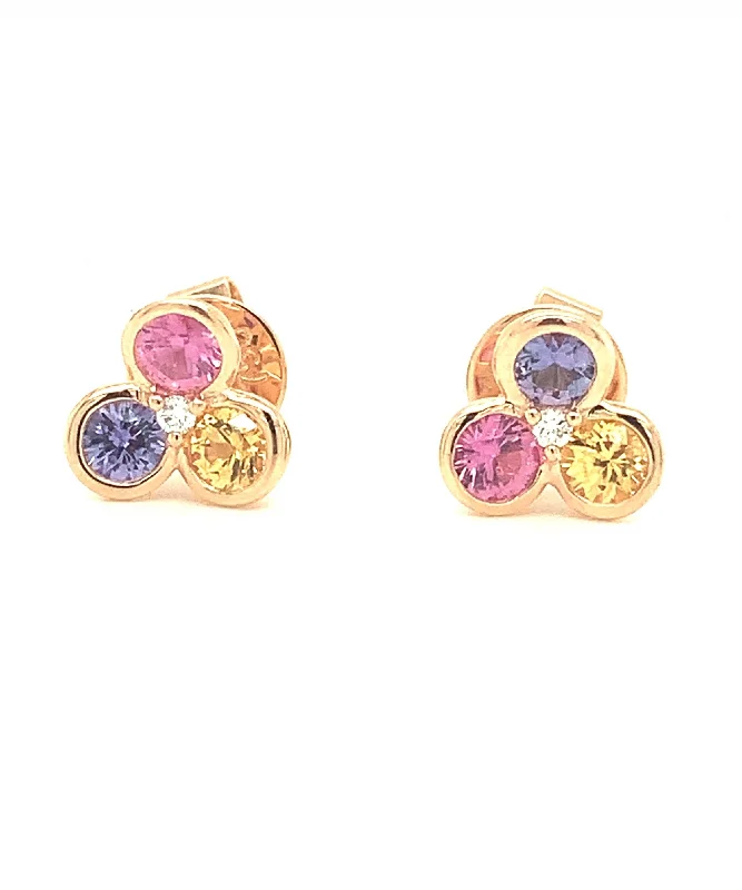 Women’s personalized engagement ring-Multicolor Sapphire Studs with Diamonds 59