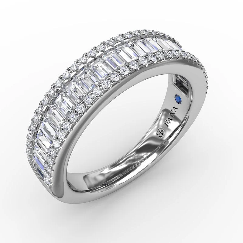 Women’s vintage engagement ring-Triple-Row Baguette Diamond Band R2007