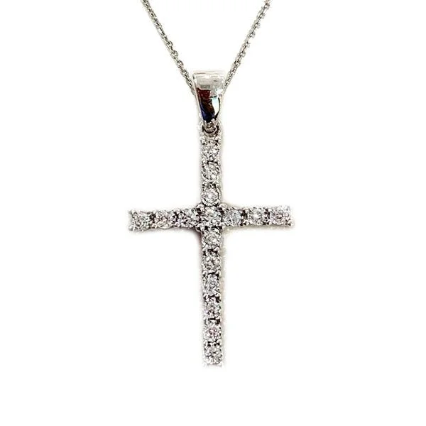 Women’s stylish necklace-10k White Gold Diamond Pendant