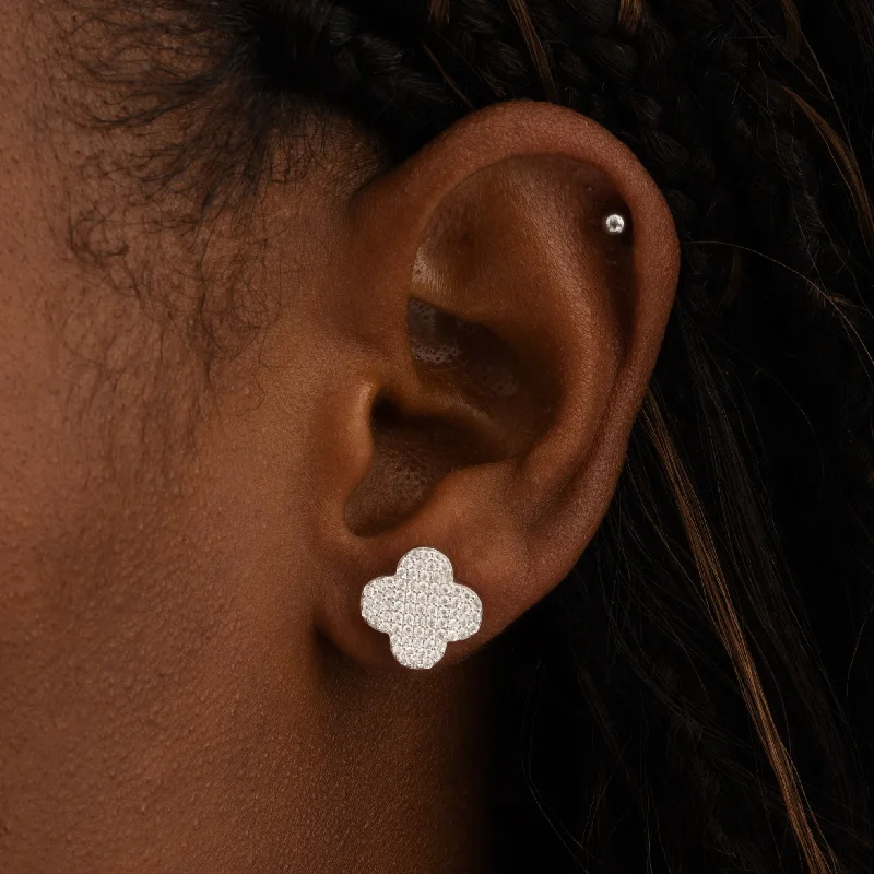 Women’s luxury stud earrings-Iced Clover Earrings