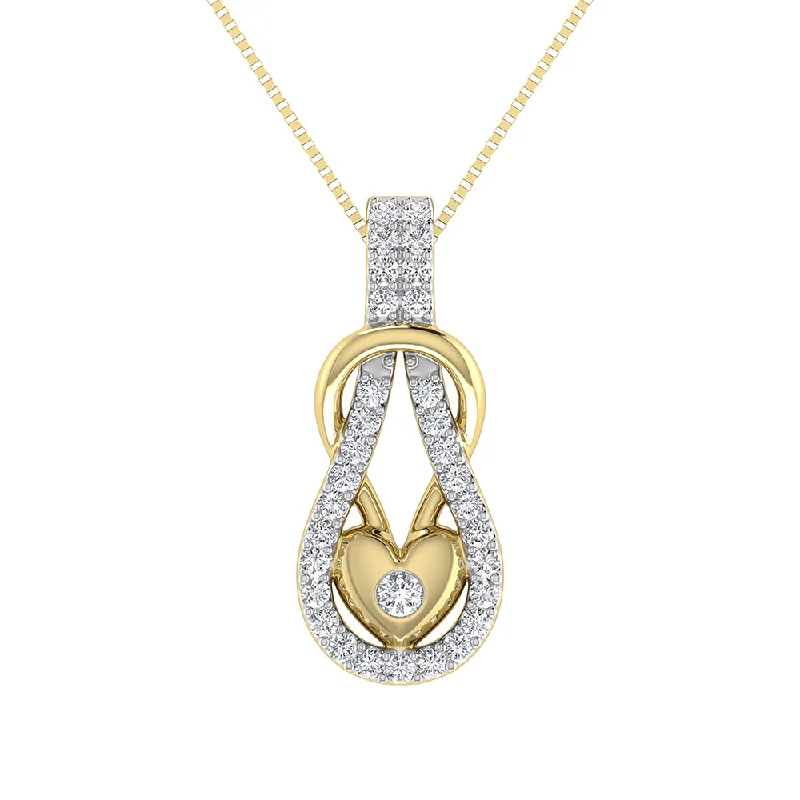 Women’s stylish necklace-10K Yellow Gold 1/4 Ct.Tw. Diamond Shimmering Pendant