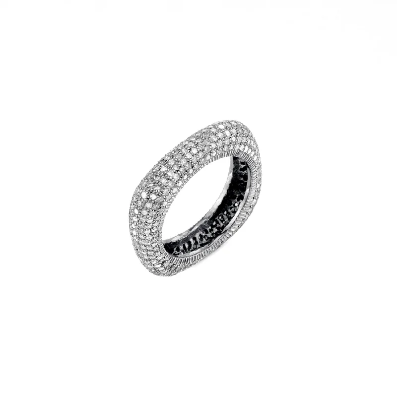 Women’s pearl engagement ring-Diamond Square Stack Ring  R0202