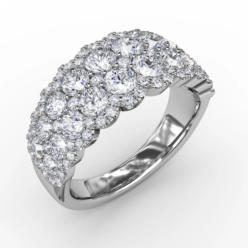 Women’s oval engagement ring-Get Sentimental Diamond Double Row Ring R1636