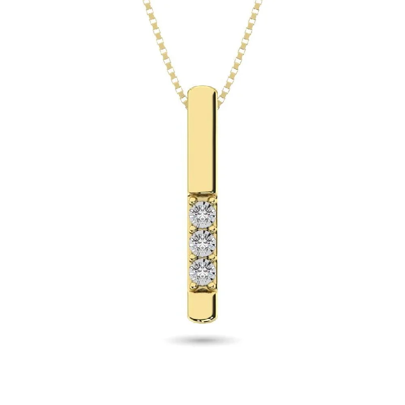 Women’s colorful gemstone necklace-Diamond 1/20 ct tw Triology Pendant in 10K Yellow Gold