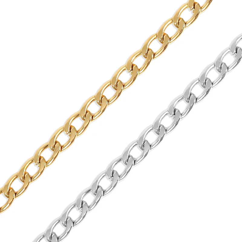 Women’s dainty gold necklace-18K Gold PVD Stainless Steel Curb Chain - By The Foot / SPL1026