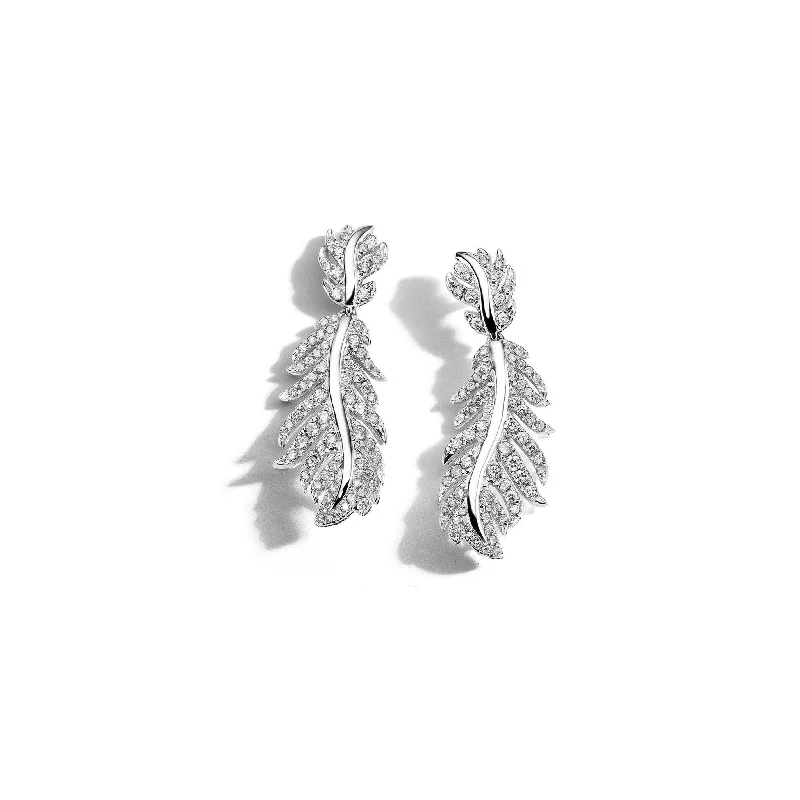 Women’s elegant earrings-Phoenix Feather Diamond Earrings - Small