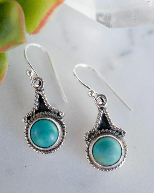 Women’s drop earrings-Turquoise Earrings ~ Sterling Silver 925 ~ ME148