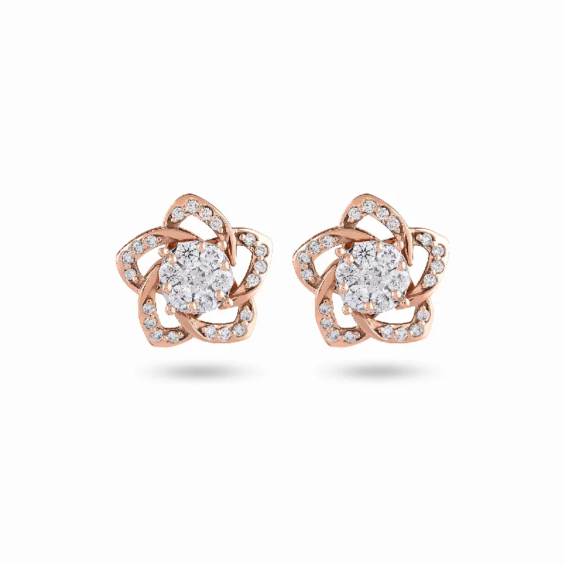 Women’s oversized earrings-Two Way Wearable Cross Jacket Stud Earrings  in Illusion Setting