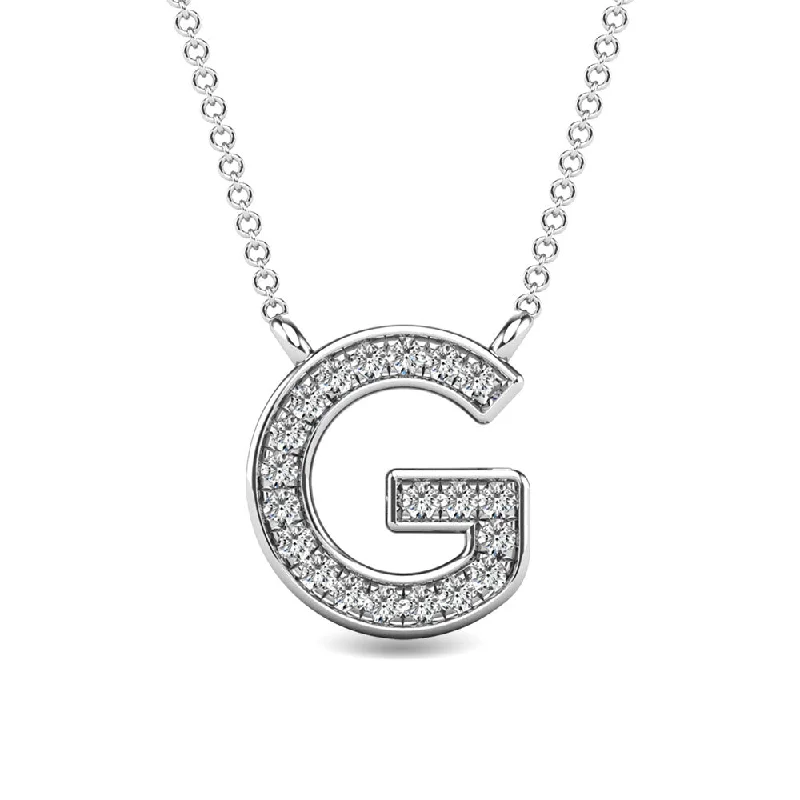 Women’s diamond necklace-Diamond 1/20 Ct.Tw. Letter G Pendant in 10K White Gold""