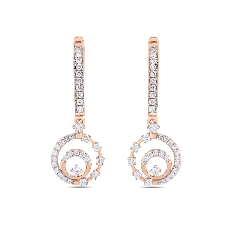 Women’s contemporary earrings-Circular diamond Drop earrings