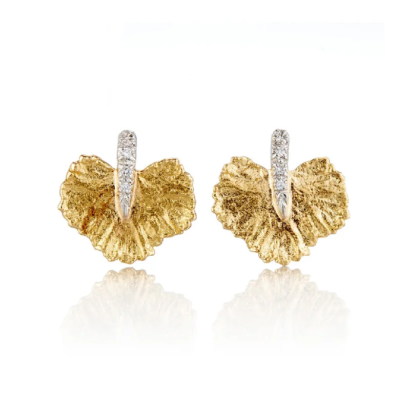 Women’s luxe earrings-Briar Leaf & Diamond Earrings