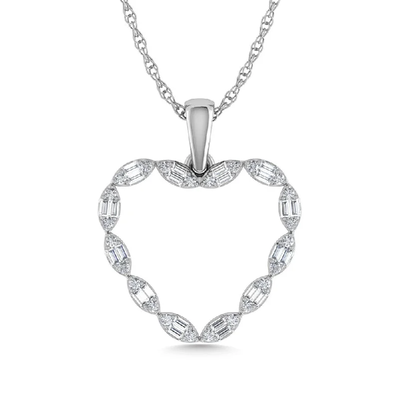 Women’s twisted necklace-Diamond 1/3 Ct.Tw. Heart Pendant in 10K White Gold