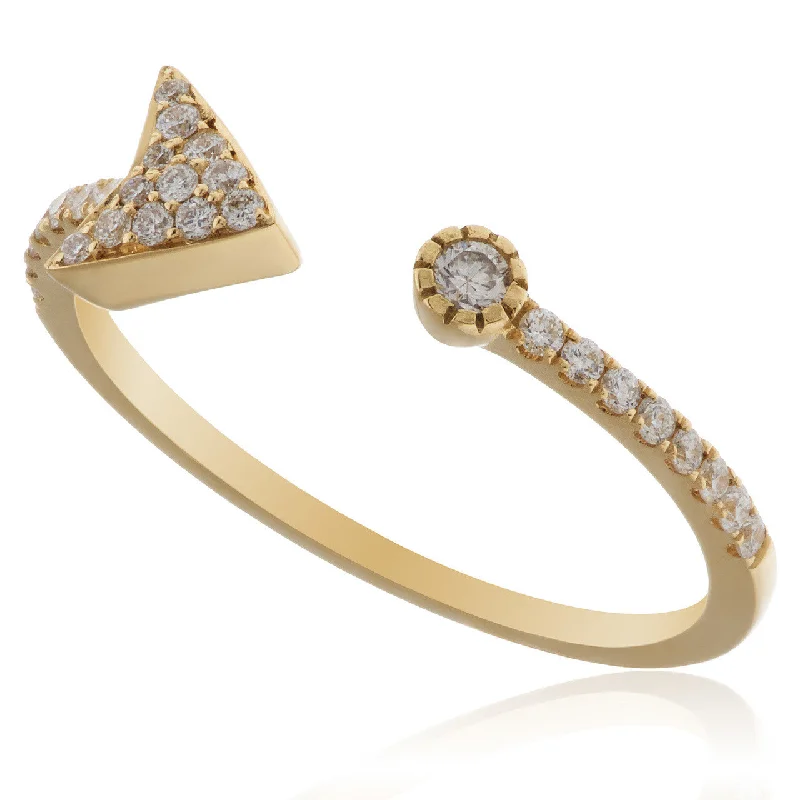 Women’s round diamond engagement ring-18K Yellow Gold .21ct Diamond Arrow Ring