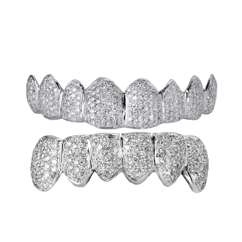 Women’s diamond band engagement ring-Gold Diamond Set Grillz