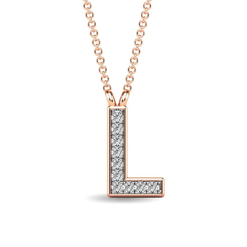 Women’s custom necklace-Diamond 1/20 Ct.Tw. Letter L Pendant in 10K Rose Gold