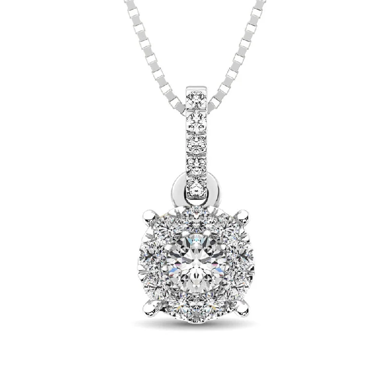 Women’s gemstone pendant necklace-14K White Gold 1/3 Ct.Tw. Diamond Fashion Pendant