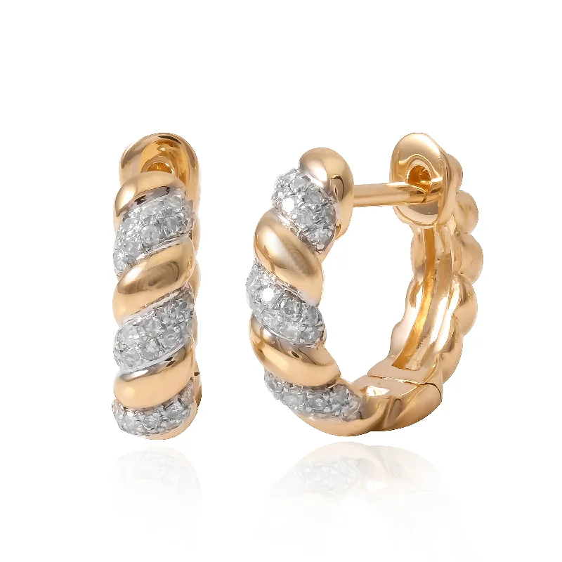 Women’s unique hoop earrings-Diamond Twist Hoops