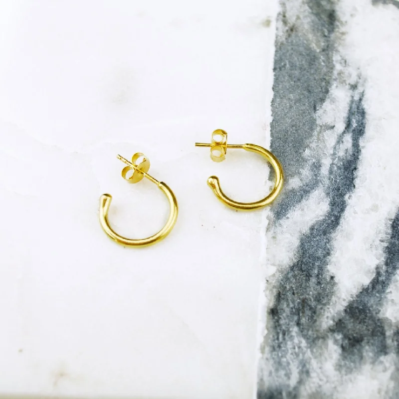 Women’s everyday earrings-Dainty Gold Hoop Earring, Huggie Hoop, Gold Chunky Hoop, Minimalist Stacking Hoop Earring