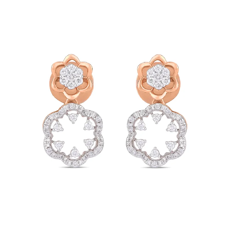 Women’s elegant drop earrings-Encircling Floral Diamond Drop Earrings