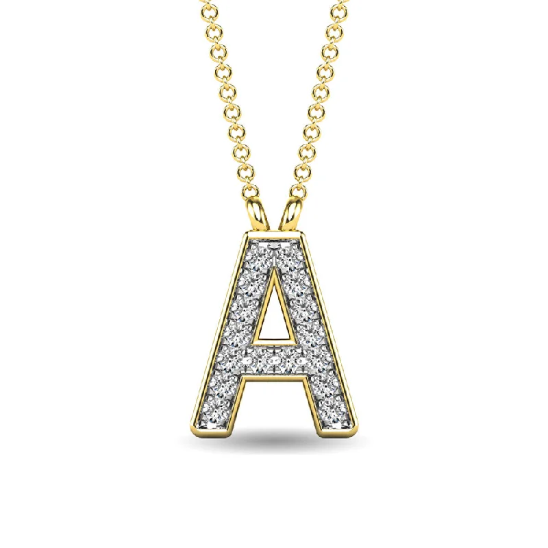 Women’s birthstone necklace-Diamond 1/20 Ct.Tw. Letter A Pendant in 10K Yellow Gold""