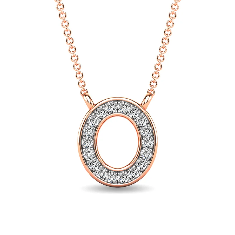 Women’s layered pendant necklace-Diamond 1/20 Ct.Tw. Letter O Pendant in 10K Rose Gold""