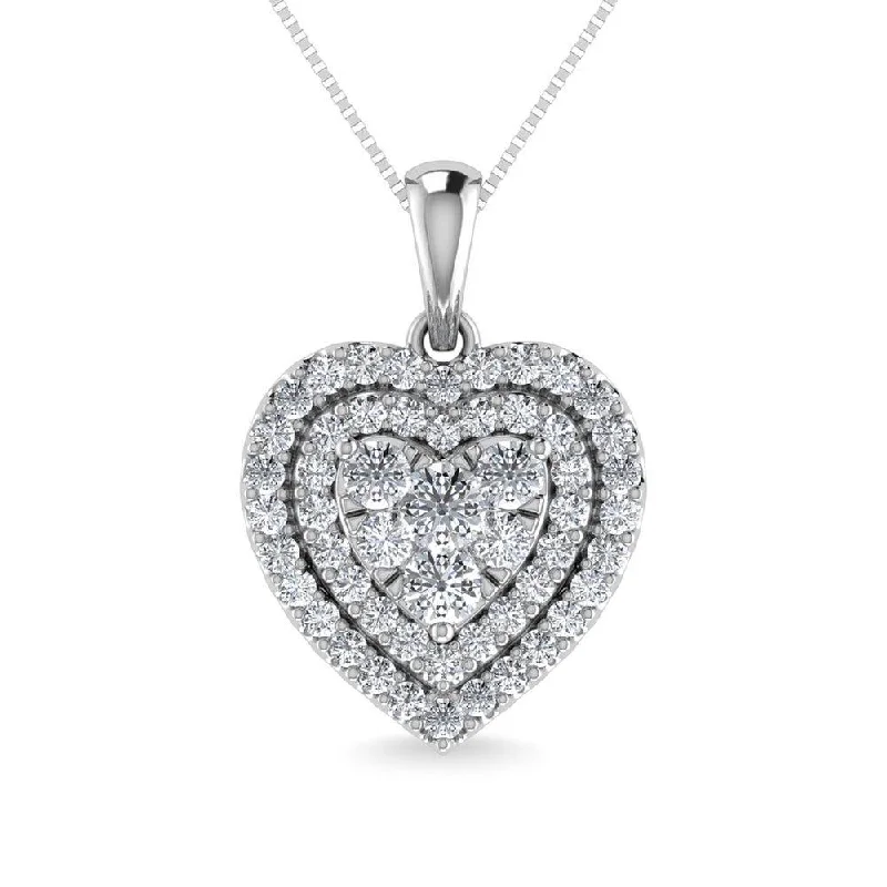 Women’s gold pendant necklace-Diamond 3/4 Ct.Tw. Heart Pendant in 14K White Gold