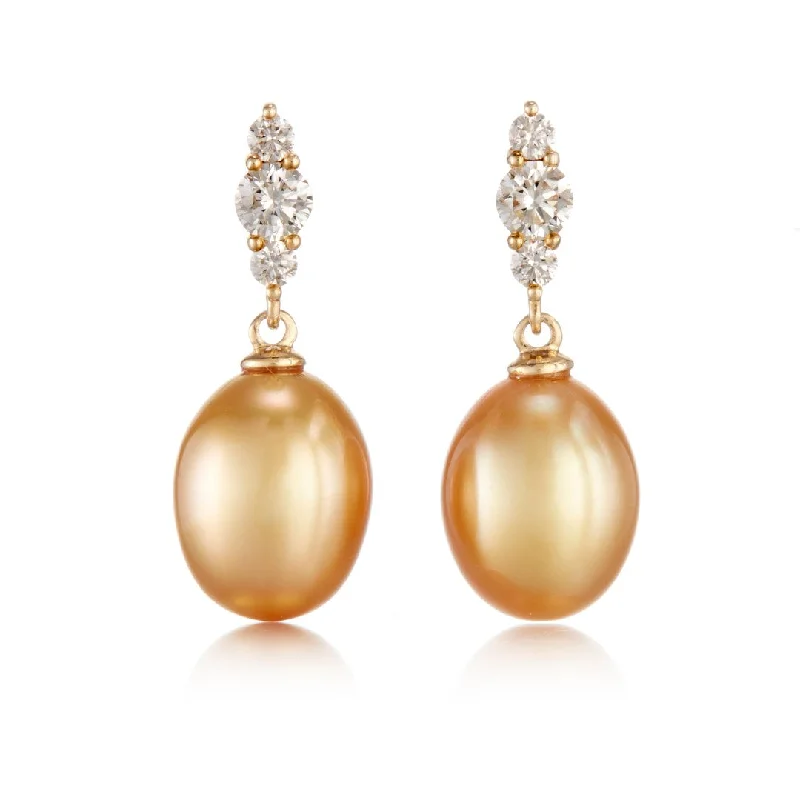 Women’s sparkling hoop earrings-Orion Earrings in Golden Keshi South Sea Pearls & Diamonds