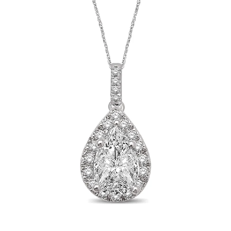 Women’s delicate gold necklace-14K White Gold 2/5 Ct.Tw.Diamond Fashion Pendant