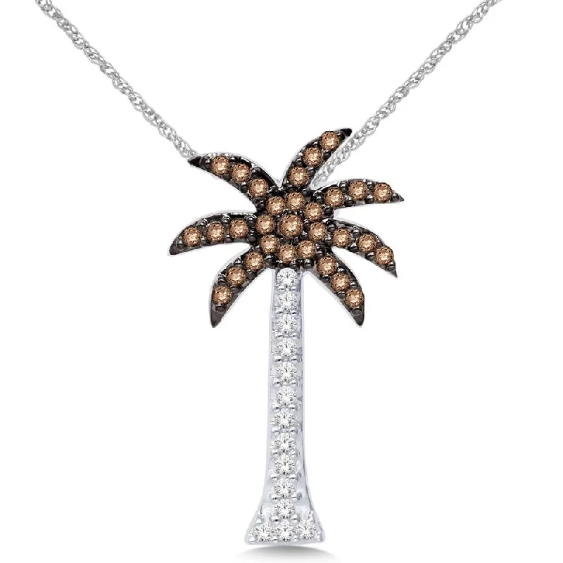 Women’s luxurious necklace-14K White Gold 1/5 Ct.Tw. Diamond Palm Tree Pendant