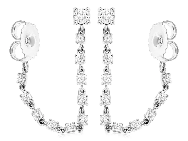 Women’s stud earrings-14K White Gold Diamond Earrings