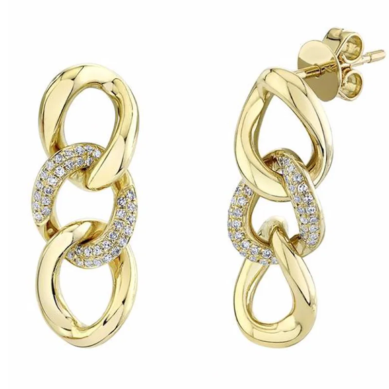 Women’s gold hoop earrings-Chain Link Drops