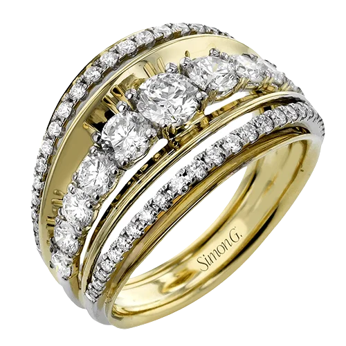 Women’s halo gemstone engagement ring-Right Hand Ring In 18k Gold With Diamonds LR2953