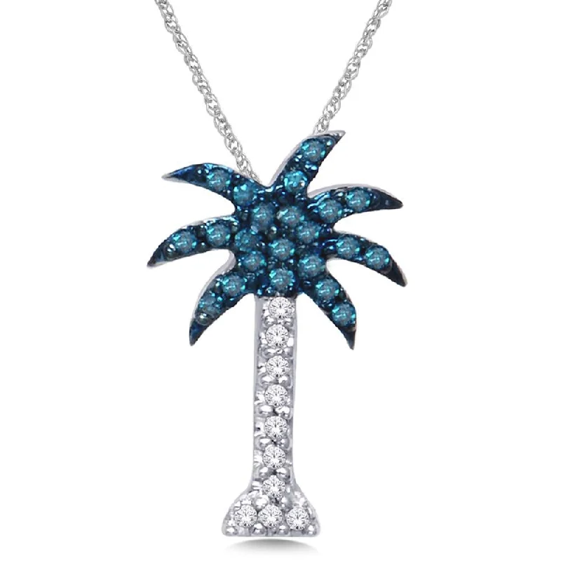 Women’s butterfly necklace-14K White Gold 1/10 Ct.Wt. Diamond Palm Tree Pendant