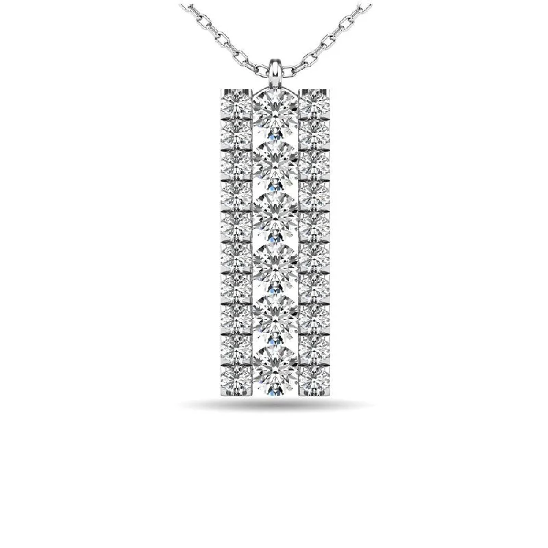 Women’s wedding necklace-Diamond 1/4 ct tw Bar Pendant in 14K White Gold