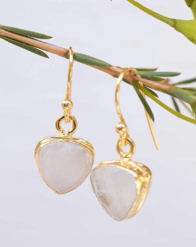 Women’s glamorous earrings-Moonstone Earrings ~ Gold Vermeil  ~ ME116