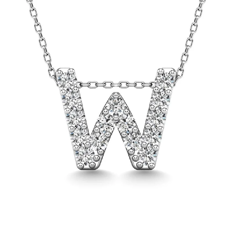 Women’s pendant necklace-Diamond 1/6 Ct.Tw. Letter W Pendant in 14K White Gold"