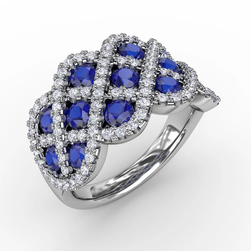 Women’s pear-shaped engagement ring-You And Me Sapphire And Diamond Interweaving Ring R1370S