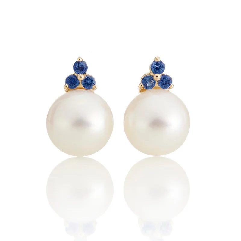 Women’s designer earrings-Madison Earrings in Pearls & Sapphires