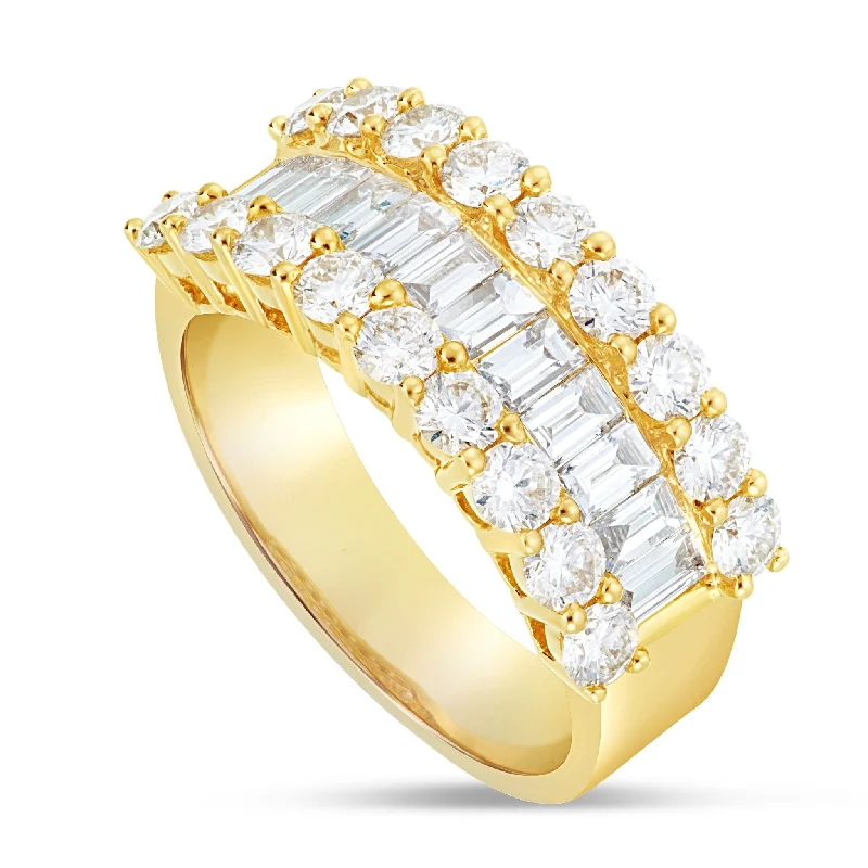 Women’s colored diamond engagement ring-18k Yellow Gold 2.32ct Baguette Diamond Half Eternity Ring