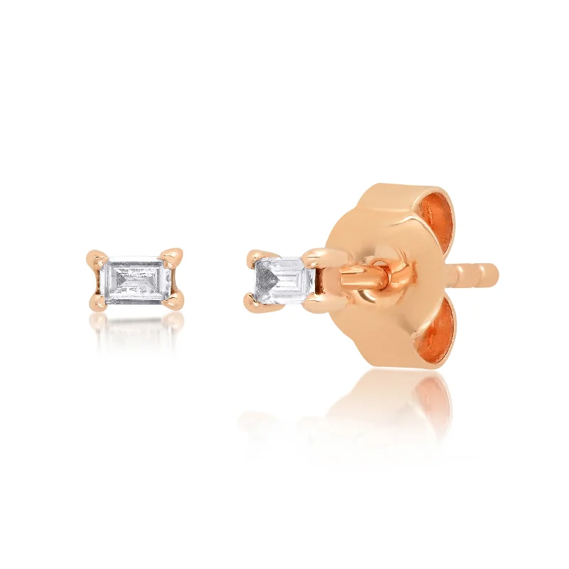 Women’s fashion drop earrings-Baguette Diamond Studs